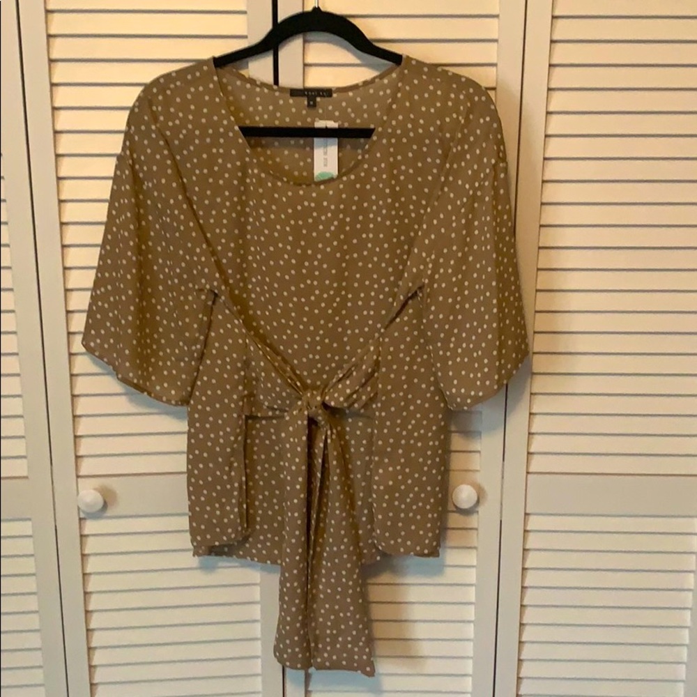 Front-Tie Polka Dot Blouse